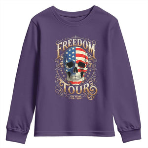 Freedom Tour 250 Years 1776-2026 American Flag Skull Youth Sweatshirt Rock Aesthetic Patriotic Semiquincentennial 250th Anniversary TS02 Purple Print Your Wear