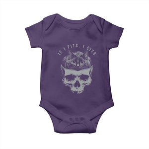 If I Fits I Sits Funny Cat in Skull Baby Onesie Dark Aesthetic Goth Cat Lover Gift for Macabre and Meme Fans TS02 Purple Print Your Wear