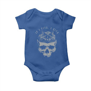 If I Fits I Sits Funny Cat in Skull Baby Onesie Dark Aesthetic Goth Cat Lover Gift for Macabre and Meme Fans TS02 Royal Blue Print Your Wear