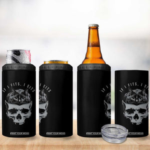If I Fits I Sits Funny Cat in Skull 4 in 1 Can Cooler Tumbler Dark Aesthetic Goth Cat Lover Gift for Macabre and Meme Fans TS02 Print Your Wear
