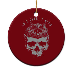 If I Fits I Sits Funny Cat in Skull Ceramic Ornament Dark Aesthetic Goth Cat Lover Gift for Macabre and Meme Fans TS02 1pc Red Print Your Wear