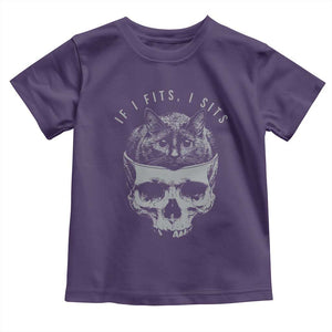 If I Fits I Sits Funny Cat in Skull Toddler T Shirt Dark Aesthetic Goth Cat Lover Gift for Macabre and Meme Fans TS02 Purple Print Your Wear