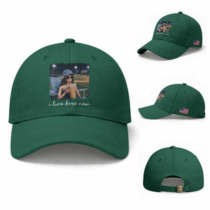 I Live Here Now Funny Doll Face Meme Baseball Lover Baseball Cap Game Day Reaction Sports Fan Gift TS02 Baseball Cap Universal Fit Irish Green Print Your Wear