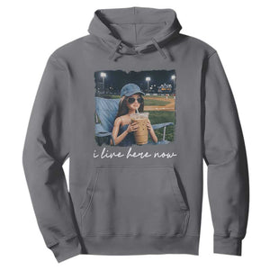I Live Here Now Funny Doll Face Meme Baseball Lover Hoodie Game Day Reaction Sports Fan Gift TS02 Charcoal Print Your Wear