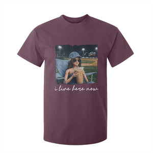 I Live Here Now Funny Doll Face Meme Baseball Lover T Shirt For Kid Game Day Reaction Sports Fan Gift TS02 Maroon Print Your Wear
