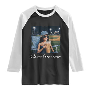 I Live Here Now Funny Doll Face Meme Baseball Lover Raglan Shirt Game Day Reaction Sports Fan Gift TS02 Black White Print Your Wear