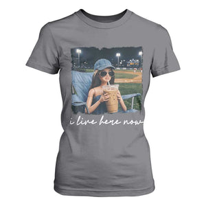 I Live Here Now Funny Doll Face Meme Baseball Lover T Shirt For Women Game Day Reaction Sports Fan Gift TS02 Charcoal Print Your Wear