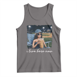 I Live Here Now Funny Doll Face Meme Baseball Lover Tank Top Game Day Reaction Sports Fan Gift TS02 Deep Heather Print Your Wear