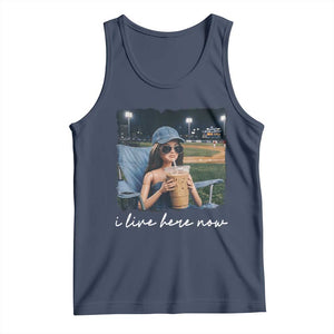 I Live Here Now Funny Doll Face Meme Baseball Lover Tank Top Game Day Reaction Sports Fan Gift TS02 Navy Print Your Wear