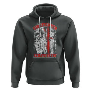 Firefighter Hoodie Always Ready Fireman American Flag Thin Red Line TS02 Dark Heather Printyourwear