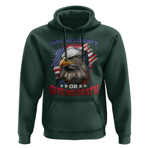 Patriotic American Eagle Hoodie US Flag Give Me Liberty Or Give Me Death 4th of July TS02 Dark Forest Green Print Your Wear