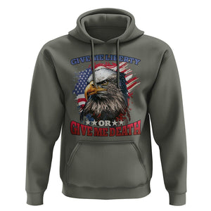 Patriotic American Eagle Hoodie US Flag Give Me Liberty Or Give Me Death 4th of July TS02 Military Green Print Your Wear