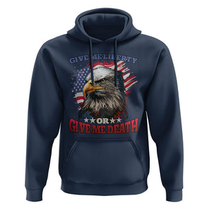Patriotic American Eagle Hoodie US Flag Give Me Liberty Or Give Me Death 4th of July TS02 Navy Print Your Wear