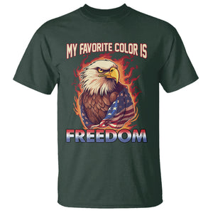 Patriotic American Eagle T Shirt My Favorite Color Is Freedom US Flag 4th of July TS02 Dark Forest Green Print Your Wear