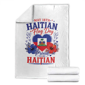 May 18th Haitian Flag Day Floral Hibiscus Throw Blanket Proud To Be Haitian Heritage Pride TS02 White Print Your Wear