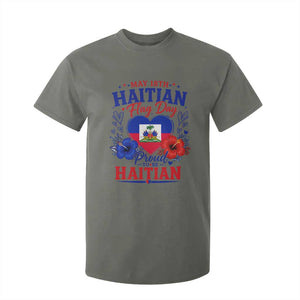 May 18th Haitian Flag Day Floral Hibiscus T Shirt For Kid Proud To Be Haitian Heritage Pride TS02 Military Green Print Your Wear