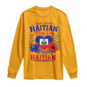 May 18th Haitian Flag Day Floral Hibiscus Long Sleeve Shirt Proud To Be Haitian Heritage Pride TS02 Gold Print Your Wear