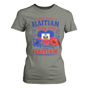 May 18th Haitian Flag Day Floral Hibiscus T Shirt For Women Proud To Be Haitian Heritage Pride TS02 Military Green Print Your Wear