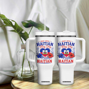 May 18th Haitian Flag Day Floral Hibiscus Tumbler With Handle Proud To Be Haitian Heritage Pride TS02 Print Your Wear