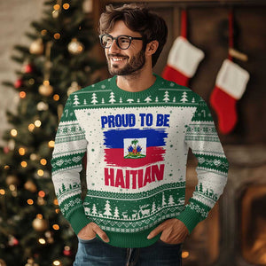 Proud To Be Haitian Ugly Christmas Sweater Haiti Flag Heritage Pride TS02 Beige Green Print Your Wear