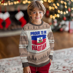 Proud To Be Haitian Ugly Christmas Sweater Haiti Flag Heritage Pride TS02 Mocha Mousse Print Your Wear