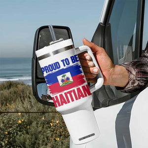 Proud To Be Haitian Tumbler With Handle Haiti Flag Heritage Pride TS02 Print Your Wear