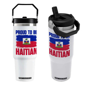 Proud To Be Haitian Flip Straw Tumbler Haiti Flag Heritage Pride TS02 One Size: 30 oz White Print Your Wear