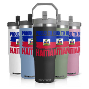 Proud To Be Haitian Flip Straw Tumbler Haiti Flag Heritage Pride TS02 Print Your Wear