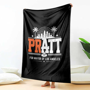 Pratt for Mayor of Los Angeles Retro Skyline Graphic Throw Blanket Support Local Leadership LA City California Pride TS02 Print Your Wear