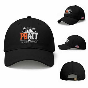 Pratt for Mayor of Los Angeles Retro Skyline Graphic Baseball Cap Support Local Leadership LA City California Pride TS02 Baseball Cap Universal Fit Black Print Your Wear