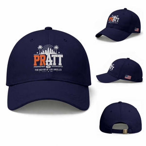 Pratt for Mayor of Los Angeles Retro Skyline Graphic Baseball Cap Support Local Leadership LA City California Pride TS02 Baseball Cap Universal Fit Dark Blue Print Your Wear