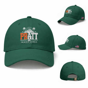 Pratt for Mayor of Los Angeles Retro Skyline Graphic Baseball Cap Support Local Leadership LA City California Pride TS02 Baseball Cap Universal Fit Irish Green Print Your Wear