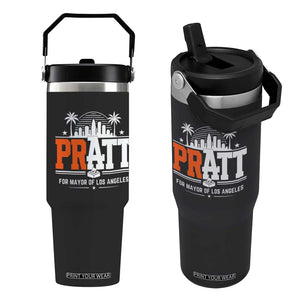 Pratt for Mayor of Los Angeles Retro Skyline Graphic Flip Straw Tumbler Support Local Leadership LA City California Pride TS02 One Size: 30 oz Black Print Your Wear