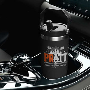 Pratt for Mayor of Los Angeles Retro Skyline Graphic Flip Straw Tumbler Support Local Leadership LA City California Pride TS02 Print Your Wear