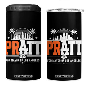 Pratt for Mayor of Los Angeles Retro Skyline Graphic 4 in 1 Can Cooler Tumbler Support Local Leadership LA City California Pride TS02 One Size: 16 oz Black Print Your Wear