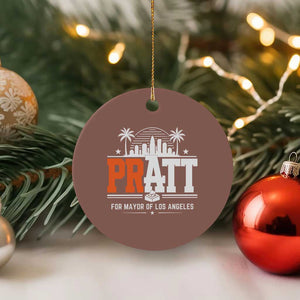 Pratt for Mayor of Los Angeles Retro Skyline Graphic Ceramic Ornament Support Local Leadership LA City California Pride TS02 1pc Mocha Print Your Wear