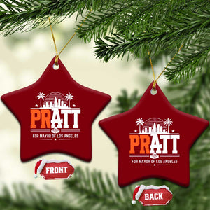 Pratt for Mayor of Los Angeles Retro Skyline Graphic Ceramic Ornament Support Local Leadership LA City California Pride TS02 Print Your Wear
