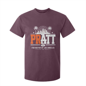Pratt for Mayor of Los Angeles Retro Skyline Graphic T Shirt For Kid Support Local Leadership LA City California Pride TS02 Maroon Print Your Wear