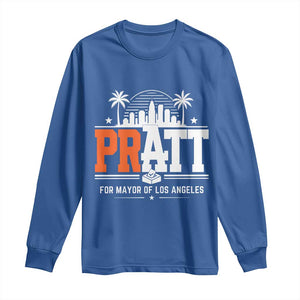 Pratt for Mayor of Los Angeles Retro Skyline Graphic Long Sleeve Shirt Support Local Leadership LA City California Pride TS02 Royal Blue Print Your Wear