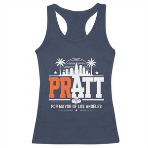 Pratt for Mayor of Los Angeles Retro Skyline Graphic Racerback Tank Top Support Local Leadership LA City California Pride TS02 Navy Print Your Wear