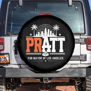 Pratt for Mayor of Los Angeles Retro Skyline Graphic Spare Tire Cover Support Local Leadership LA City California Pride TS02 No hole Black Print Your Wear