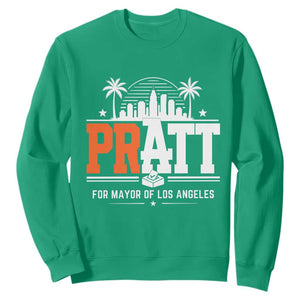 Pratt for Mayor of Los Angeles Retro Skyline Graphic Sweatshirt Support Local Leadership LA City California Pride TS02 Irish Green Print Your Wear