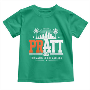 Pratt for Mayor of Los Angeles Retro Skyline Graphic Toddler T Shirt Support Local Leadership LA City California Pride TS02 Irish Green Print Your Wear