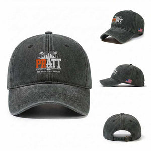 Pratt for Mayor of Los Angeles Retro Skyline Graphic Washed Cotton Baseball Cap Support Local Leadership LA City California Pride TS02 Washed Cap Universal Fit Dark Green Print Your Wear