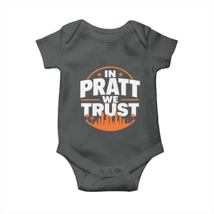 In Pratt We Trust Los Angeles Skyline Graphic Baby Onesie Patriotic LA City California Pride Local Leadership TS02 Dark Heather Print Your Wear