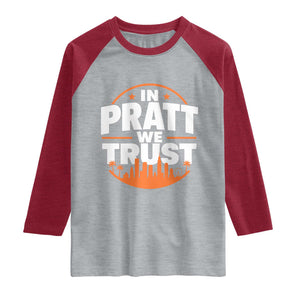 In Pratt We Trust Los Angeles Skyline Graphic Raglan Shirt Patriotic LA City California Pride Local Leadership TS02 Heather Gray Heather Red Print Your Wear