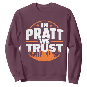 In Pratt We Trust Los Angeles Skyline Graphic Sweatshirt Patriotic LA City California Pride Local Leadership TS02 Maroon Print Your Wear