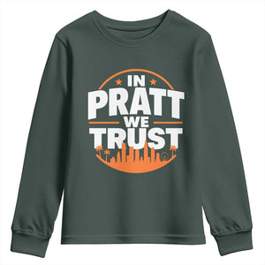 In Pratt We Trust Los Angeles Skyline Graphic Youth Sweatshirt Patriotic LA City California Pride Local Leadership TS02 Dark Forest Green Print Your Wear