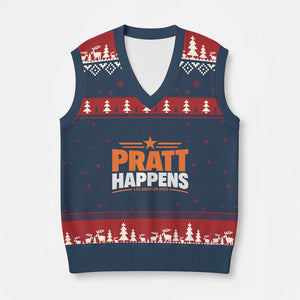 Pratt Happens Los Angeles 2026 V-Neck Knit Sweater Vest Funny Political Patriotic LA City California Pride Leadership TS02 Navy Red Print Your Wear