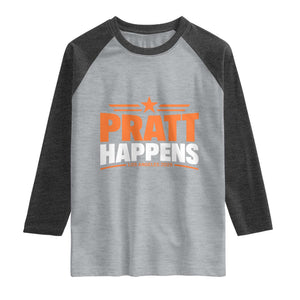 Pratt Happens Los Angeles 2026 Raglan Shirt Funny Political Patriotic LA City California Pride Leadership TS02 Heather Gray Heather Charcoal Print Your Wear